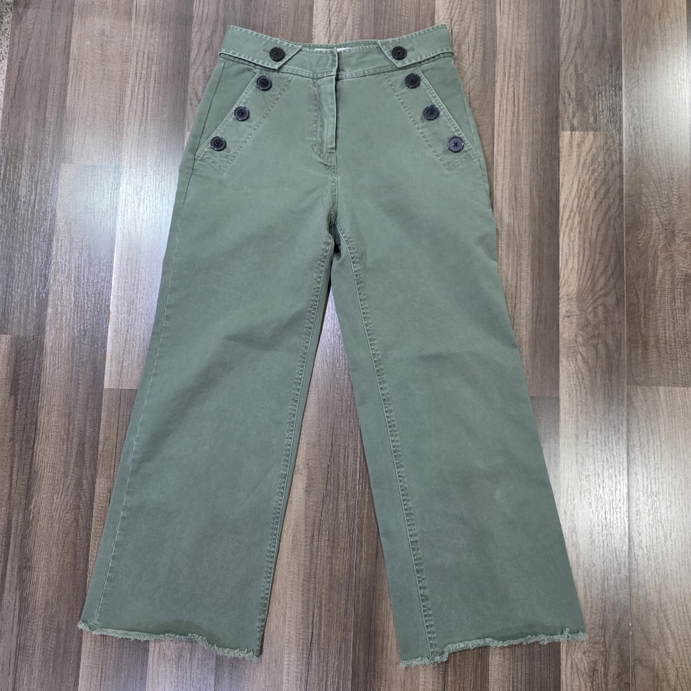 Derek Lam 10 Crosby Bristol Culotte Fatigue High Rise Boho Raw Hem Wide Leg Pant